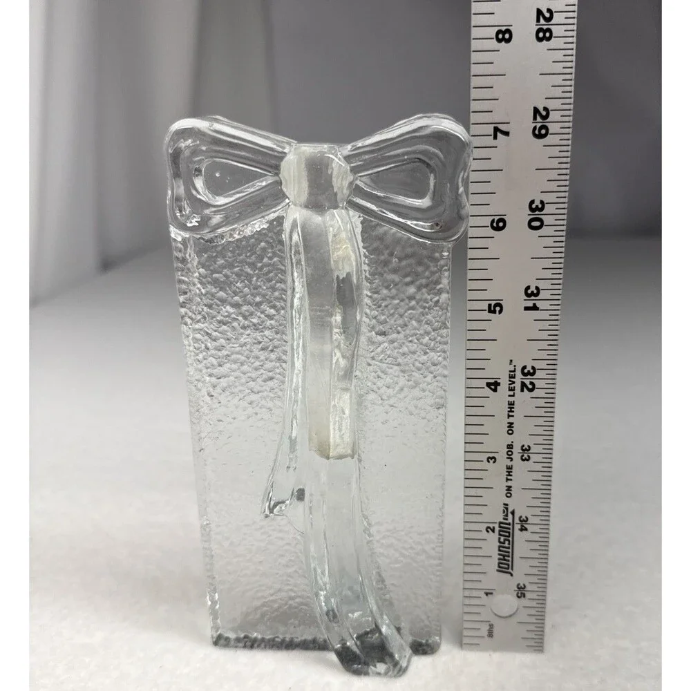 Two's Company Hand Blown Glass Bud Vase Ribbon Bow Art Glass Clear Vintage